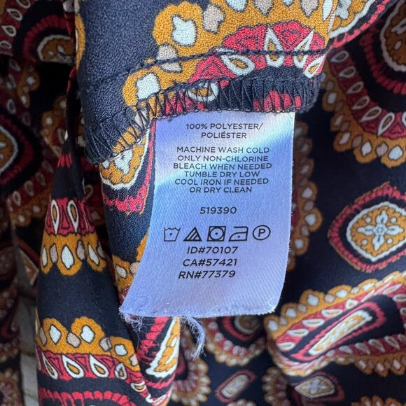 Loft Long Sleeve Ruffle Shoulder Bar Back Medallion Blouse Women's Size XL - Picture 4 of 8